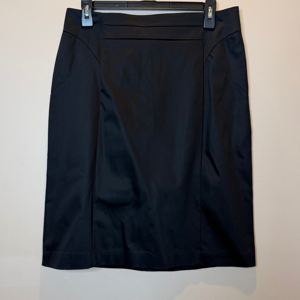 Worthington Black Pencil Skirt Womens Size 12 Cotton Blend Knee Length Career - Picture 1 of 10